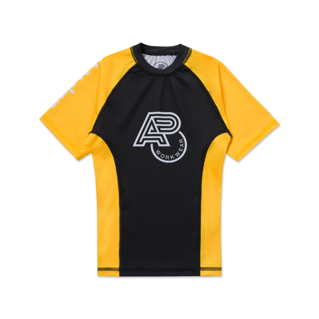 A&PWW Kids SS Rashguard: (Yellow/Black)