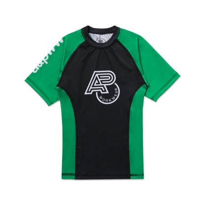 A&PWW Kids SS Rashguard: (Green/Black)