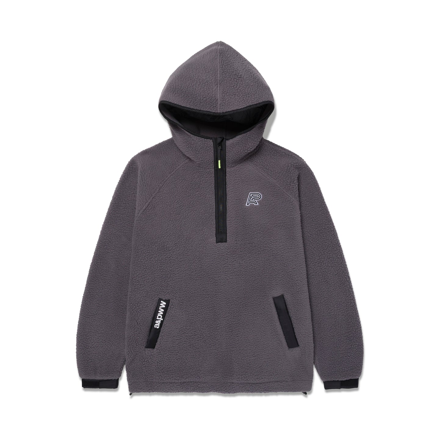 A&P BERBER FLEECE HALF-ZIP MOCK HOODIE (CHARCOAL)