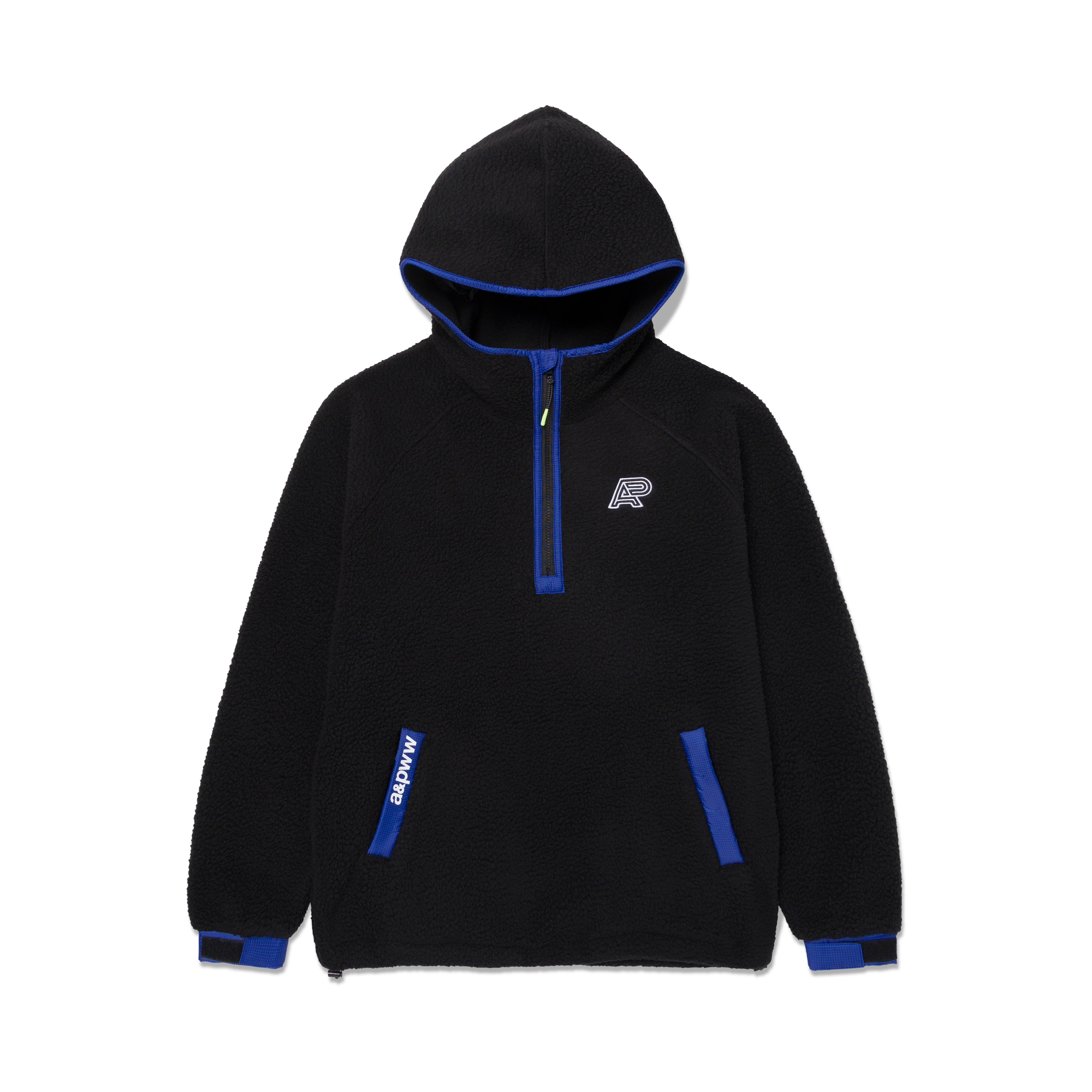 A&P BERBER FLEECE HALF-ZIP MOCK HOODIE (BLACK) – ALBINO & PRETO EU