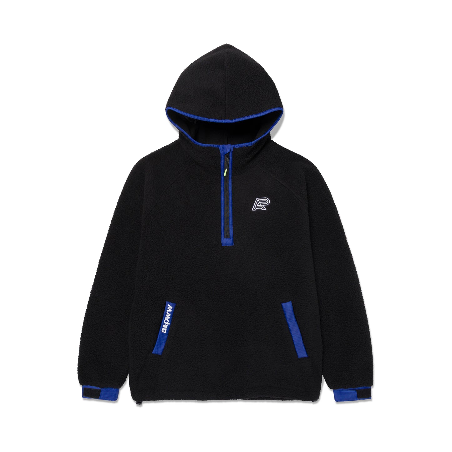 A&P BERBER FLEECE HALF-ZIP MOCK HOODIE (BLACK)