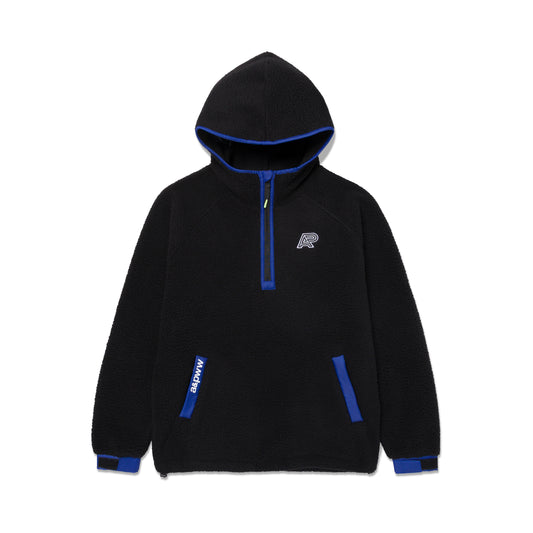 A&P BERBER FLEECE HALF-ZIP MOCK HOODIE (BLACK)